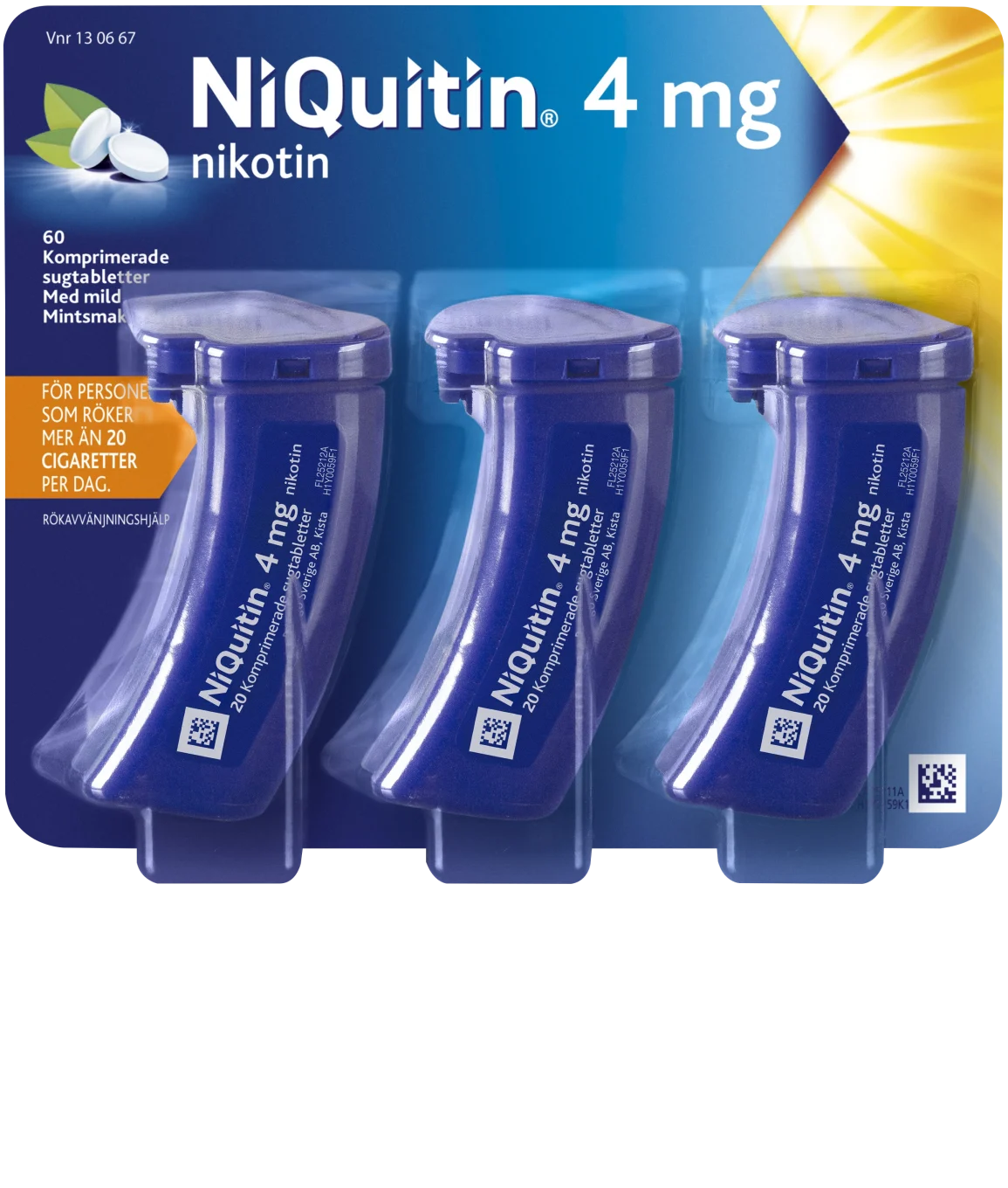 NiQuitin Komprimerad sugtablett 4mg Plastburk, 60(3x20) sugtabletter Niquitin