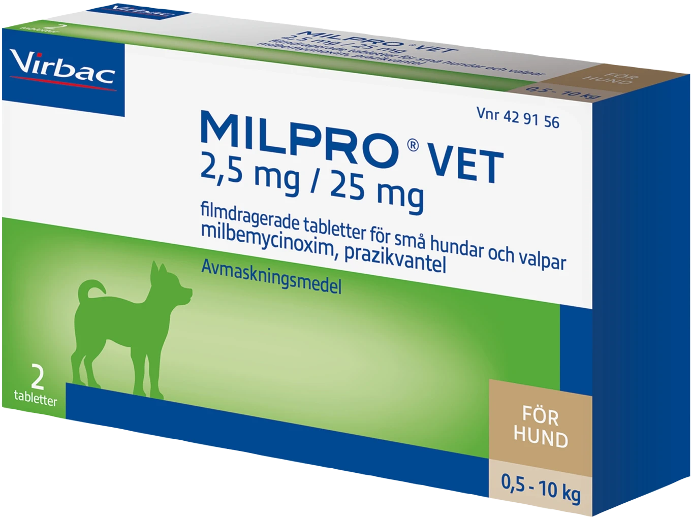 Milpro vet för små hundar och valpar (0,5-10 kg) 2 tabletter milpro