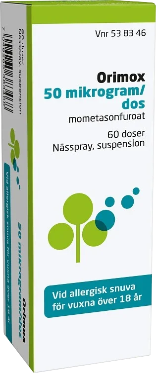 Orimox Orifarm Nässpray suspension 50 µg/dos 60 doser Orifarm