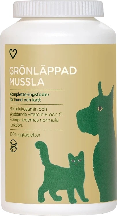 Hjärtats Grönläppad mussla för hund och katt 100 tabletter Hjärtats