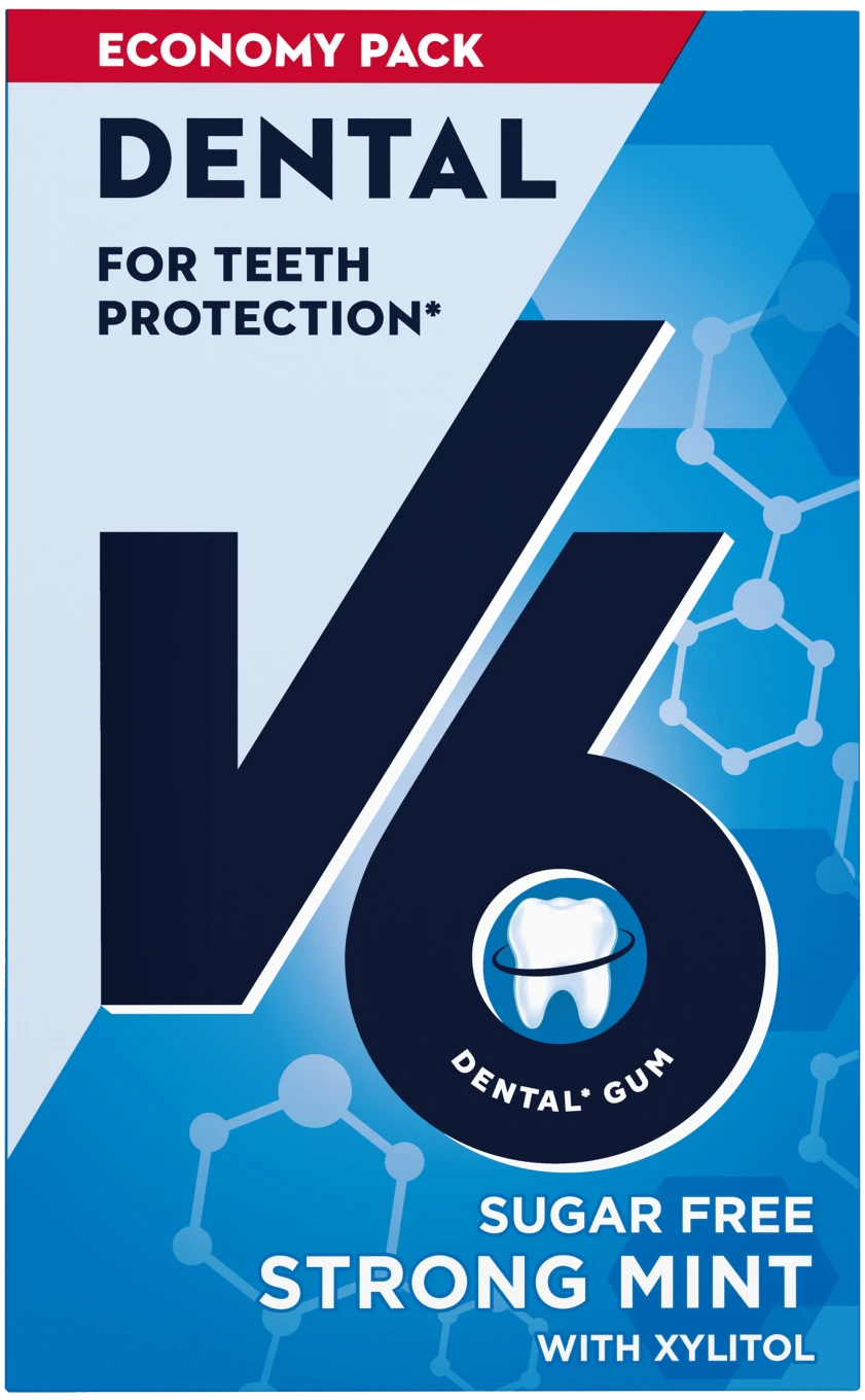 V6 Dental Care Strong Mint tuggummi 72g V6