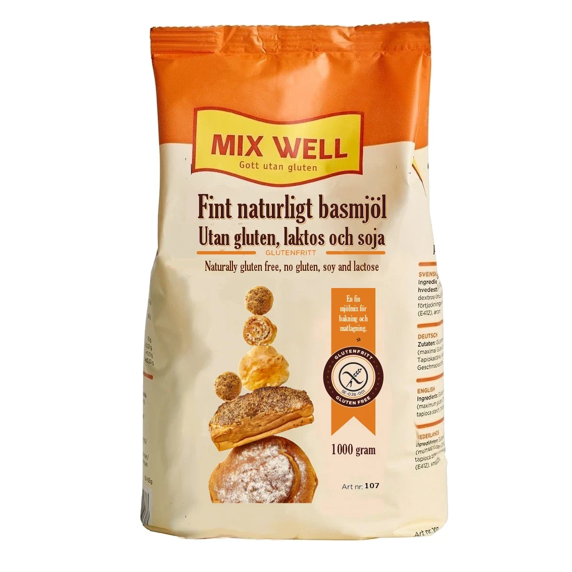 MixWell Fint Naturligt Basmjöl Utan Gluten, Laktos & Soja 1000 g MixWell