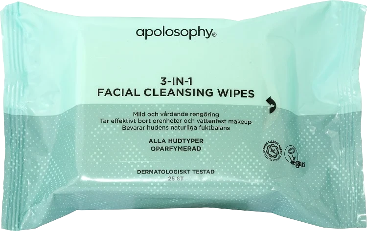 Apolosophy Face 3in1 Facial Cleansing Wipes 25 st Apolosophy