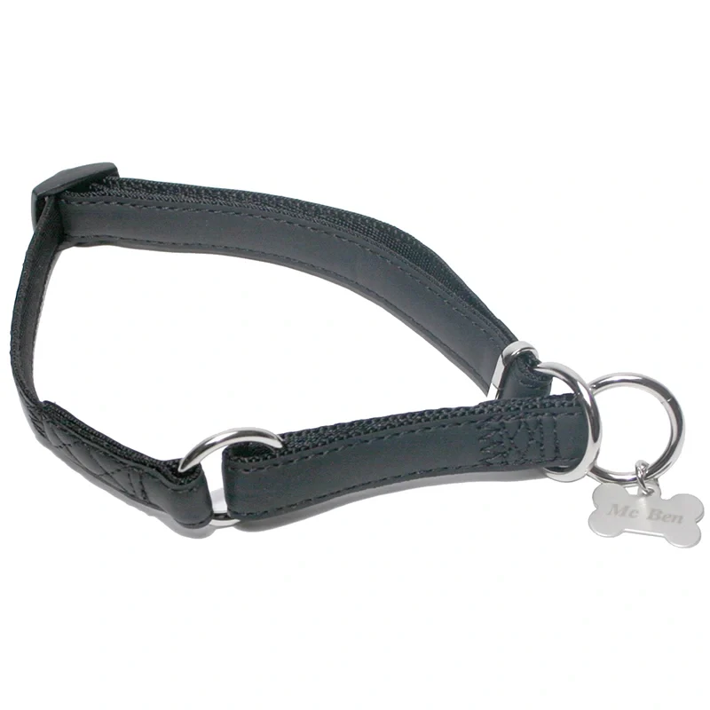 McBen Halvstryp Skinnimitation Ställbart Svart 15 mm/26-40 cm McBen