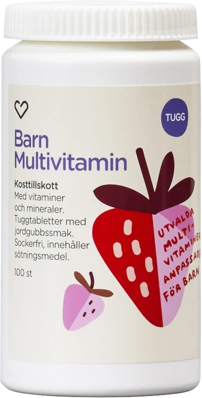 Hjärtats Barn Multivitamin tuggtablett med jordgubbsmak Hjärtats