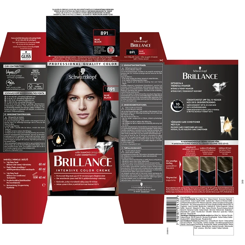 Schwarzkopf Brillance Hårfärg 891 Blue Black Schwarzkopf