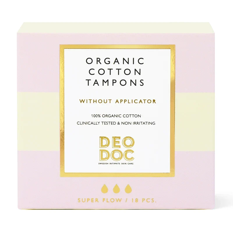 DeoDoc Ekologisk Bomullstampong Super utan Applikator 18 st DeoDoc