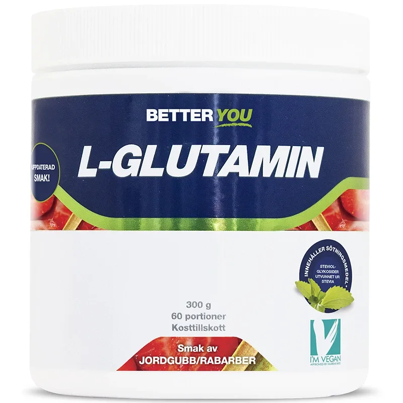 Better You Naturligt L-Glutamin Jordgubb/Rabarber 300 g Better You