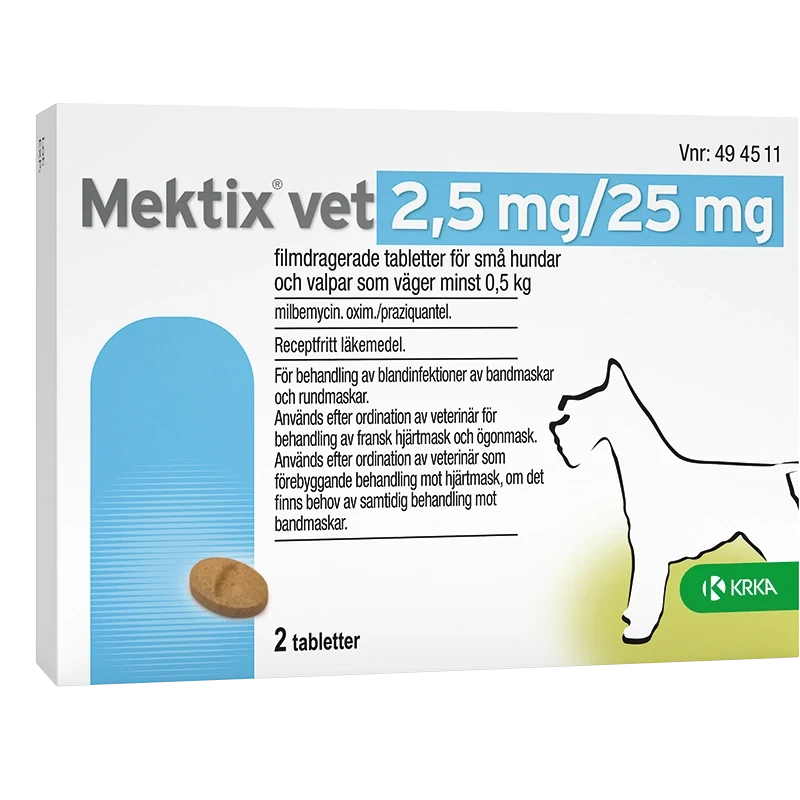 Mektix vet Filmdragerad tablett 2,5mg/25mg Blister, 2tabletter Mektix vet