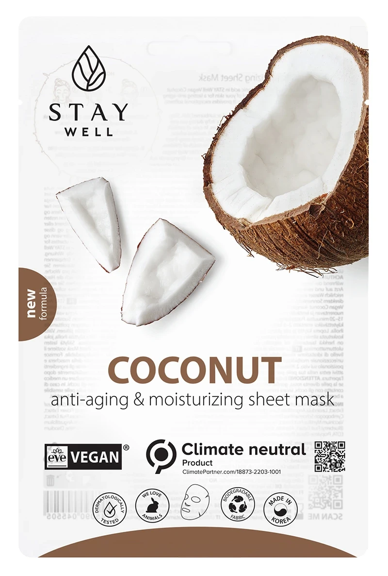 Stay Well Vegan Sheet Mask Coconut 1 st Stay Well