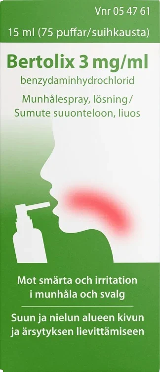 Bertolix Munhålespray, lösning 3mg/ml Sprayflaska, 15ml (75puffar) Bertolix