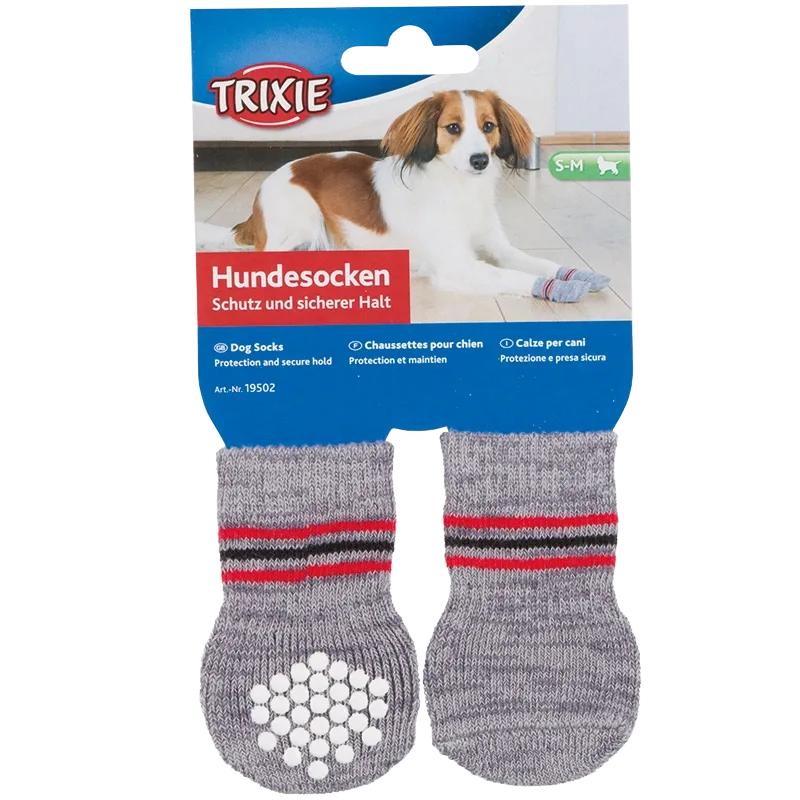 Trixie Hundsock 2-pack Non-slip Grå L Trixie