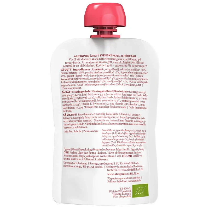 Alex & Phil Vår Persika- & Vaniljsmoothie 100 g Alex & Phil