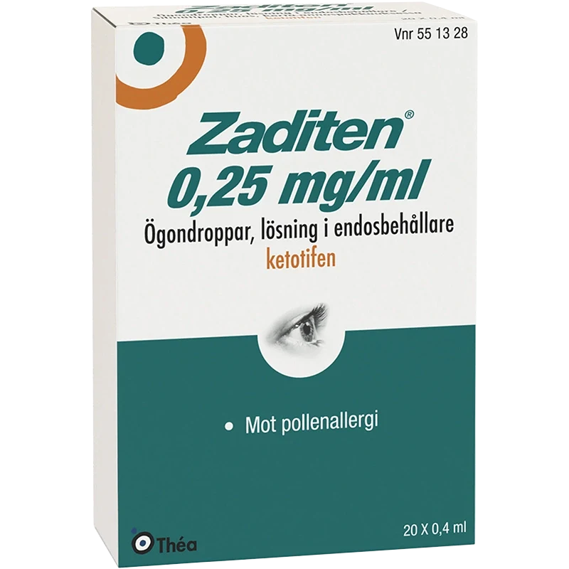 Zaditen ögondroppar i endosbehållare 0,25 mg/ml 20x0,4 ml Zaditen