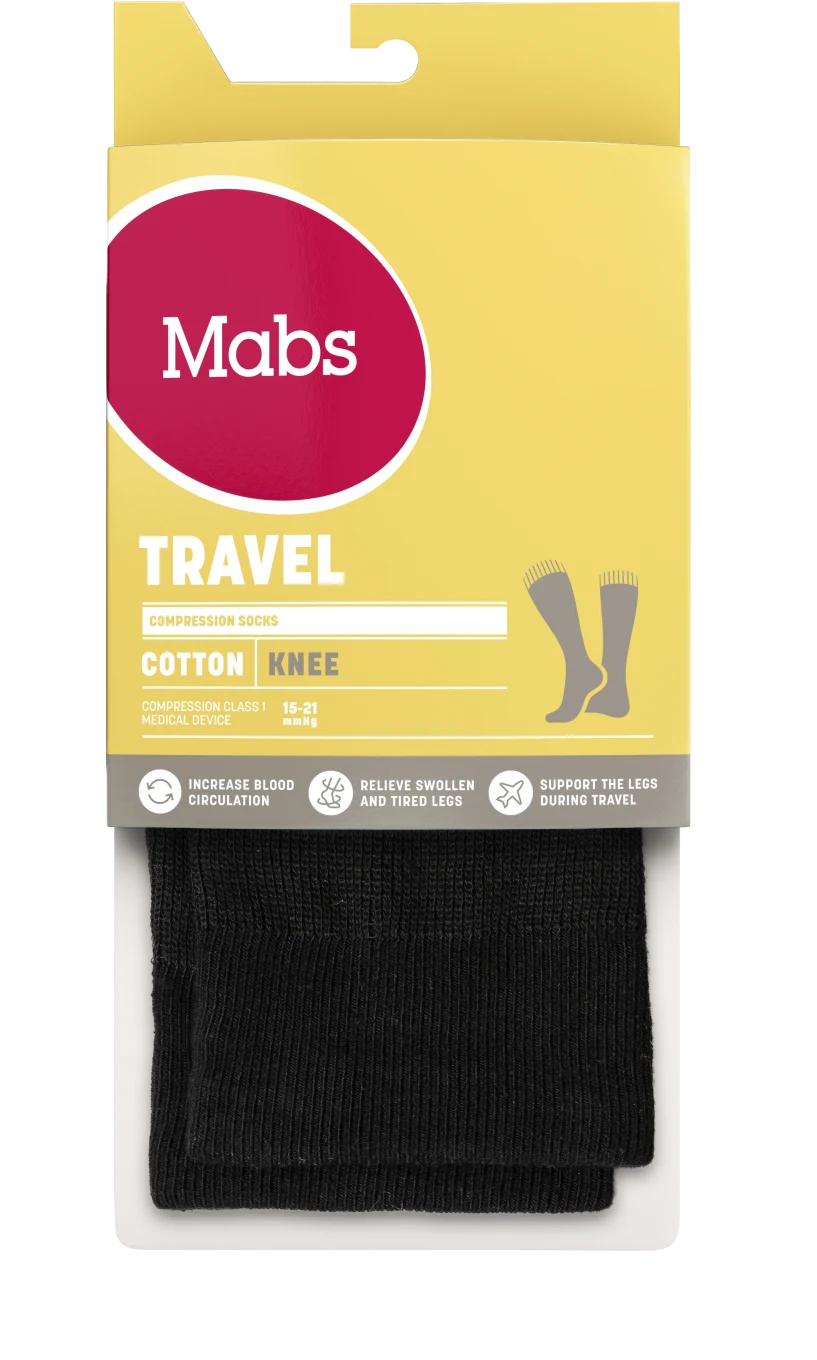Mabs Travel Cotton Knee Black 1 par S Mabs