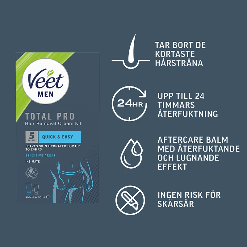 Veet Men Total Pro Hårborttagningskit för Intimområden för Man 150 ml Veet