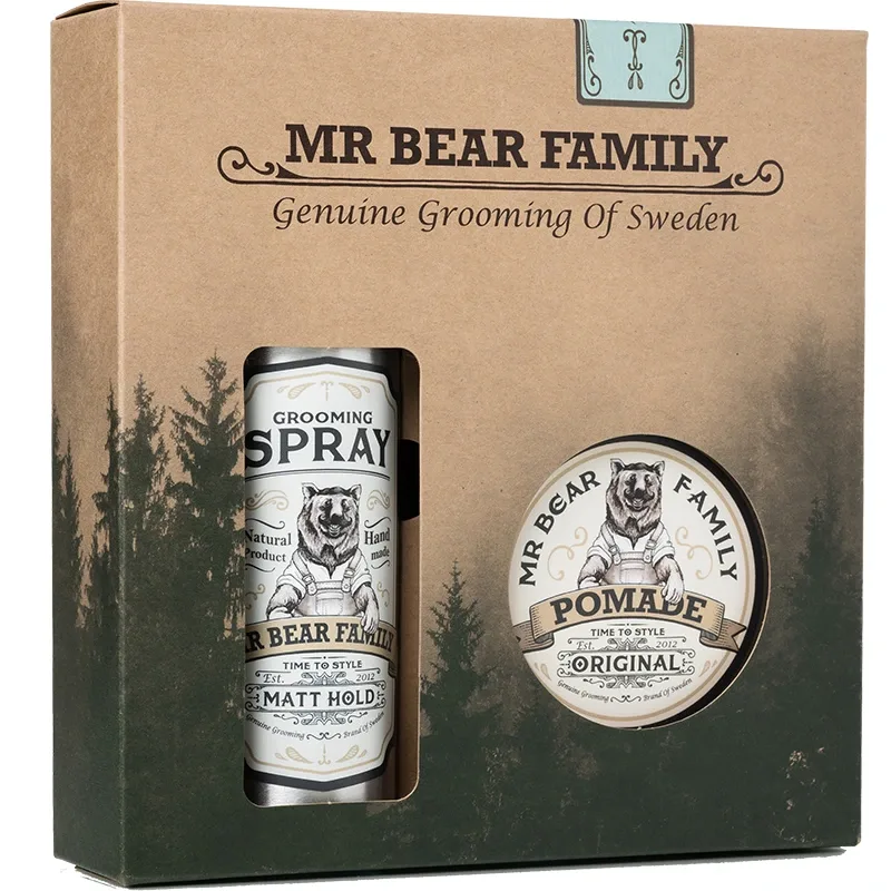 Mr Bear Family Kit - Spray & Pomade Sweetwood 200 + 100 ml Mr Bear Family