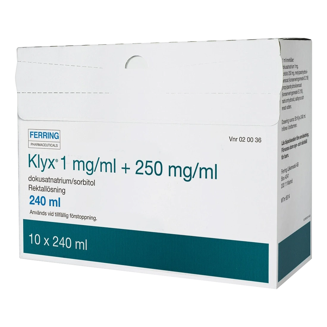 Klyx rektallösning 1 mg/ml + 250 mg/ml 10 x 120 ml Klyx