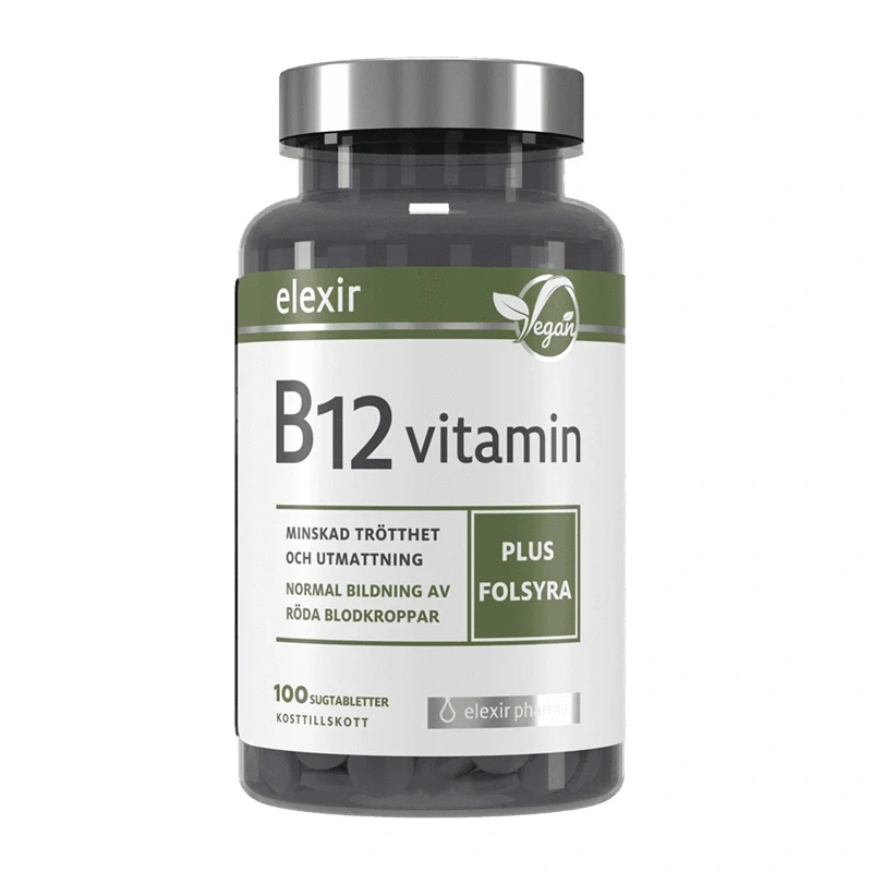 Elexir Pharma B-12 Vitamin Vegan 100 sugtabletter Elexir Pharma