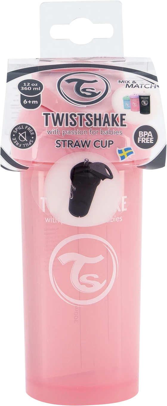 Twistshake Straw Cup 360 ml 6+ mån Pasell Rosa Twistshake