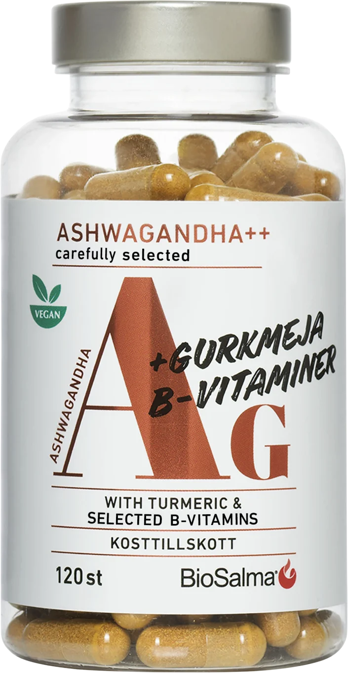 BioSalma Ashwagandha + Gurkmeja, B-vitaminer 120 kapslar BioSalma