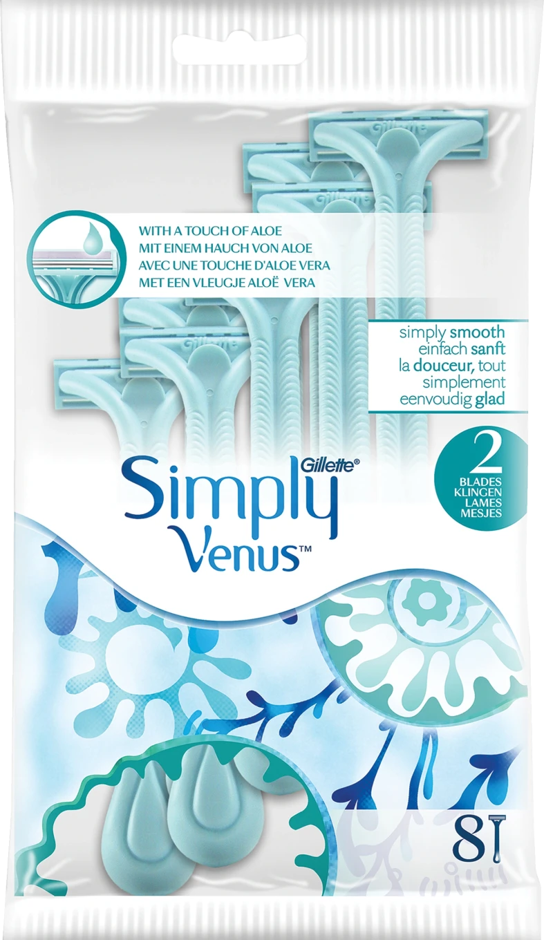 Gillette Simply Venus 2 Engångshyvlar För Kvinnor 8 st Gillette Venus