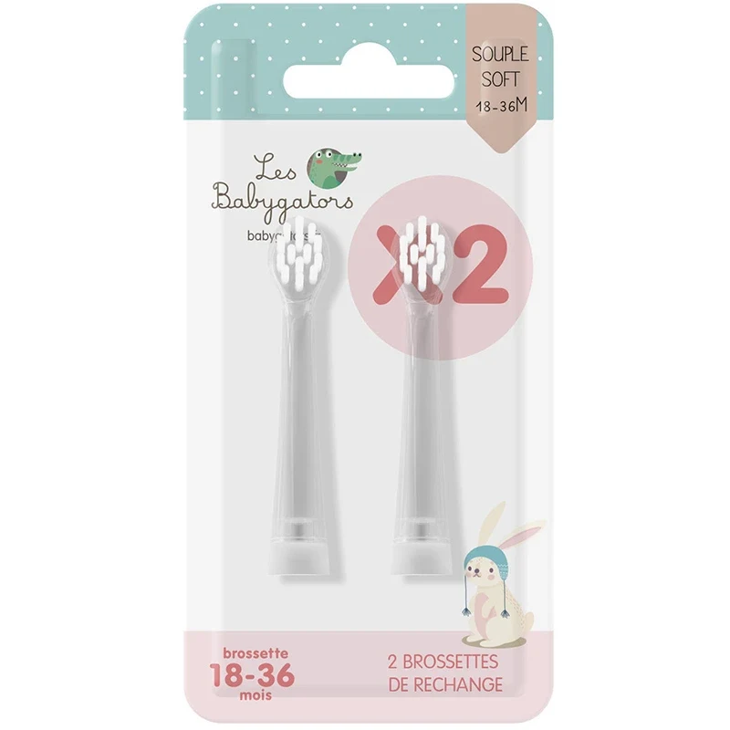 Les Babygators Borsthuvud Refill 18 månader+ 2-pack Les Babygators