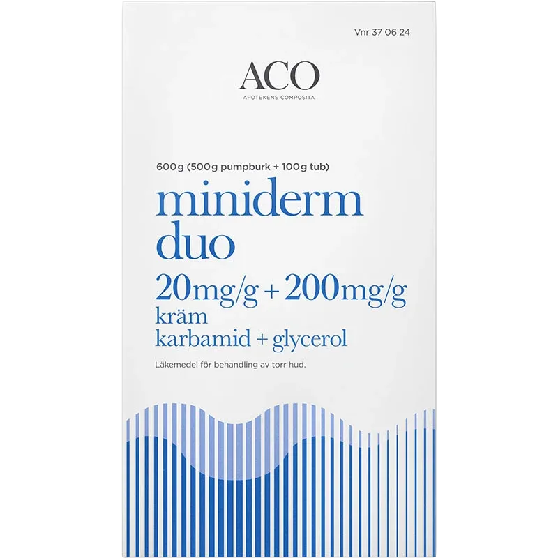 Miniderm Duo Kräm 20mg/g+200mg/g Burk med pump och tub, 600g (500g + 100g) Miniderm