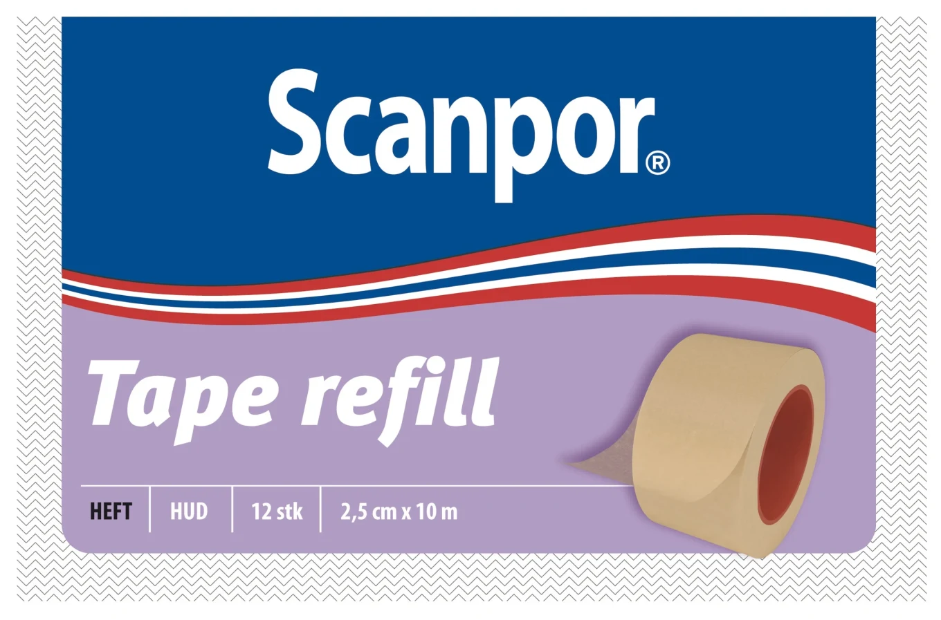 Scanpor Tape refill beige 2,5 cm x 10 m 12 st Scanpor