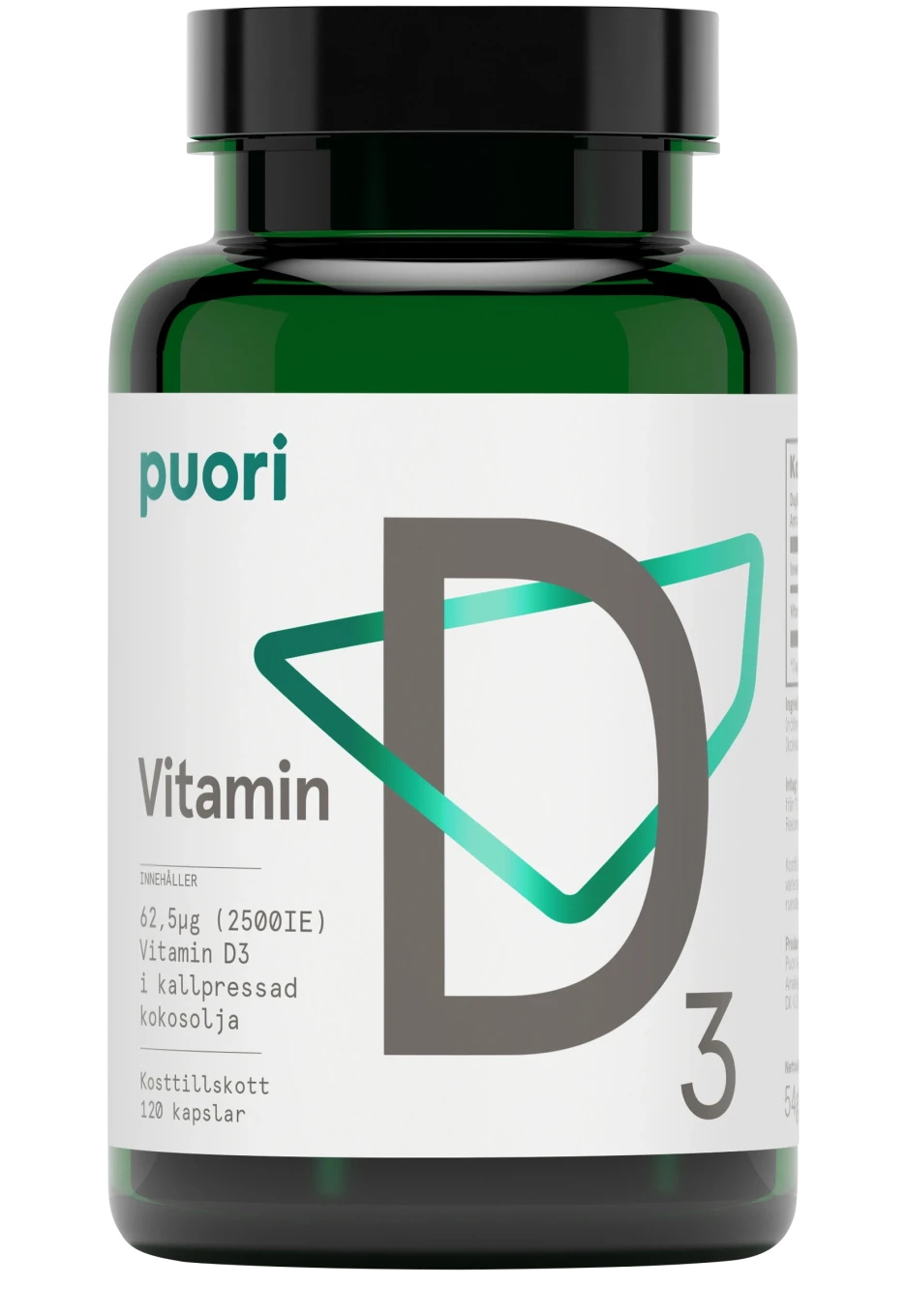 Puori D3 D-vitamin 62,5 ug 2500IE 120 kapslar Puori