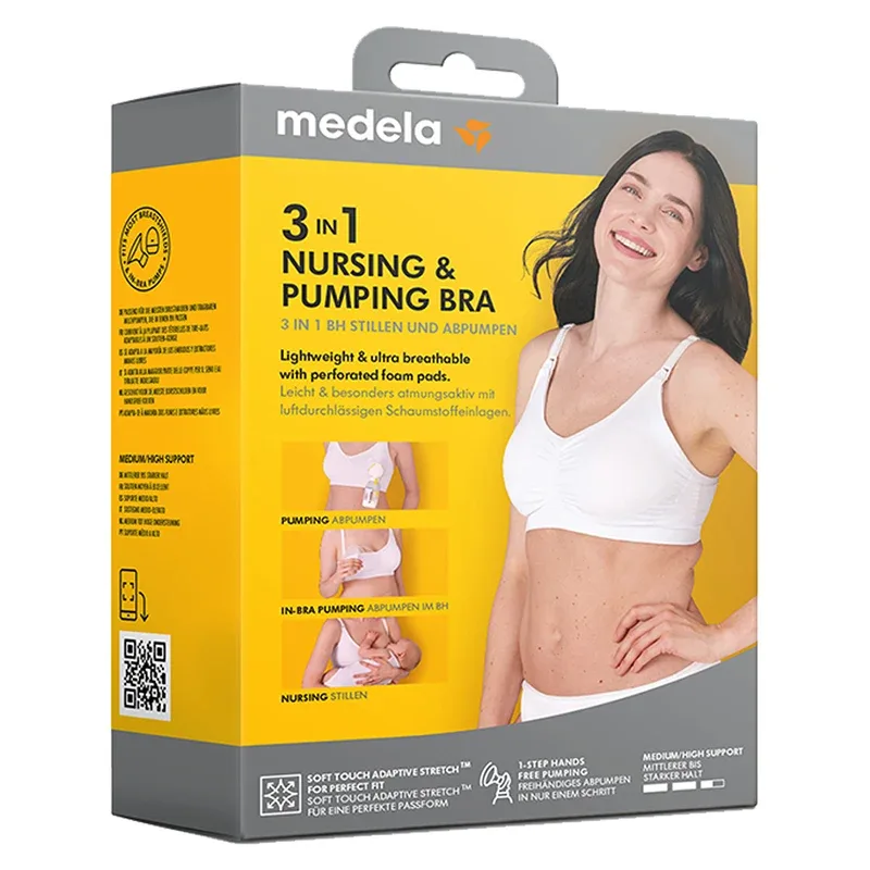 Medela 3-i-1 Amnings- och Pumpnings-BH Vit M Medela