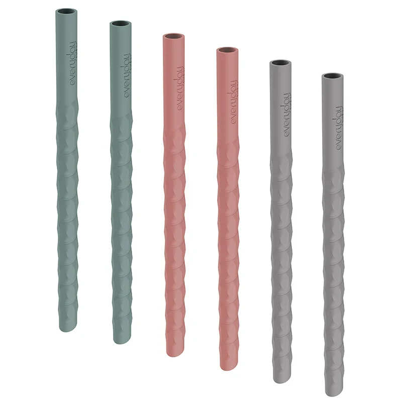 Everyday Baby Silikonsugrör Quiet Grey/Nature Red/Harmony Green 6-pack Everyday Baby