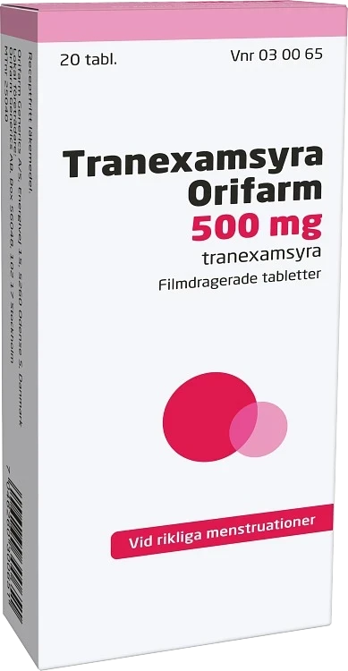 Tranexamsyra Orifarm filmdragerad tablett 500 mg 20 st Orifarm
