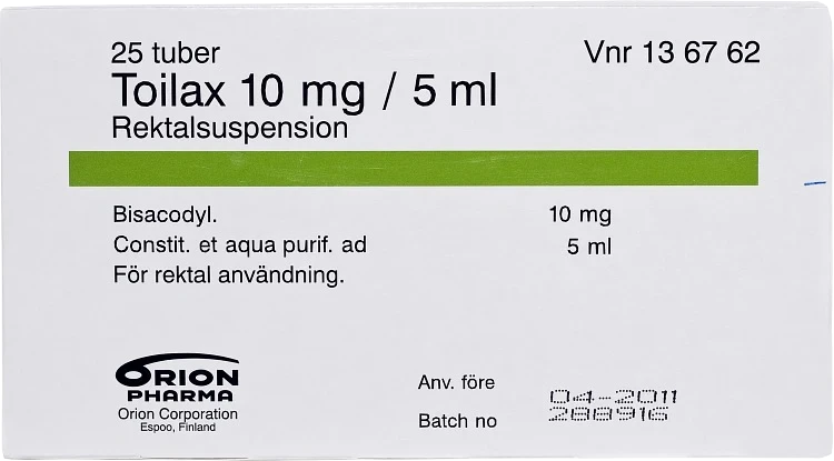 Toilax rektalsuspension 10 mg/5 ml tub 25 x 5 ml Toilax