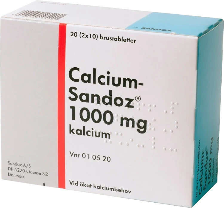 Calcium-Sandoz brustablett 1000 mg 20 st Sandoz