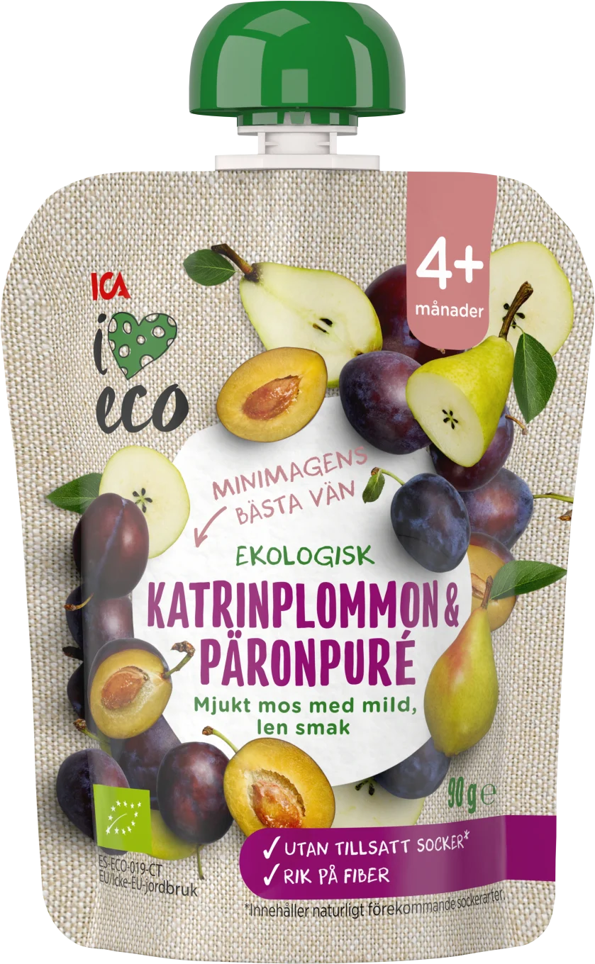 ICA I Love Eco Katrinplommonpuré 90 g ICA I Love Eco