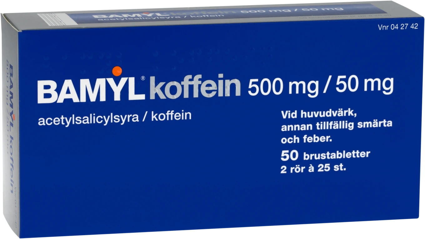 Bamyl koffein brustablett 500 mg/50 mg 2 x 25 st Bamyl