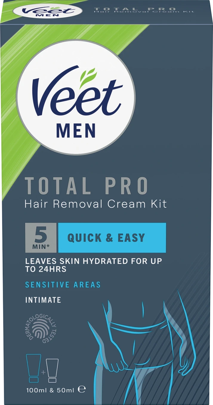 Veet Men Total Pro Hårborttagningskit för Intimområden för Man 150 ml Veet
