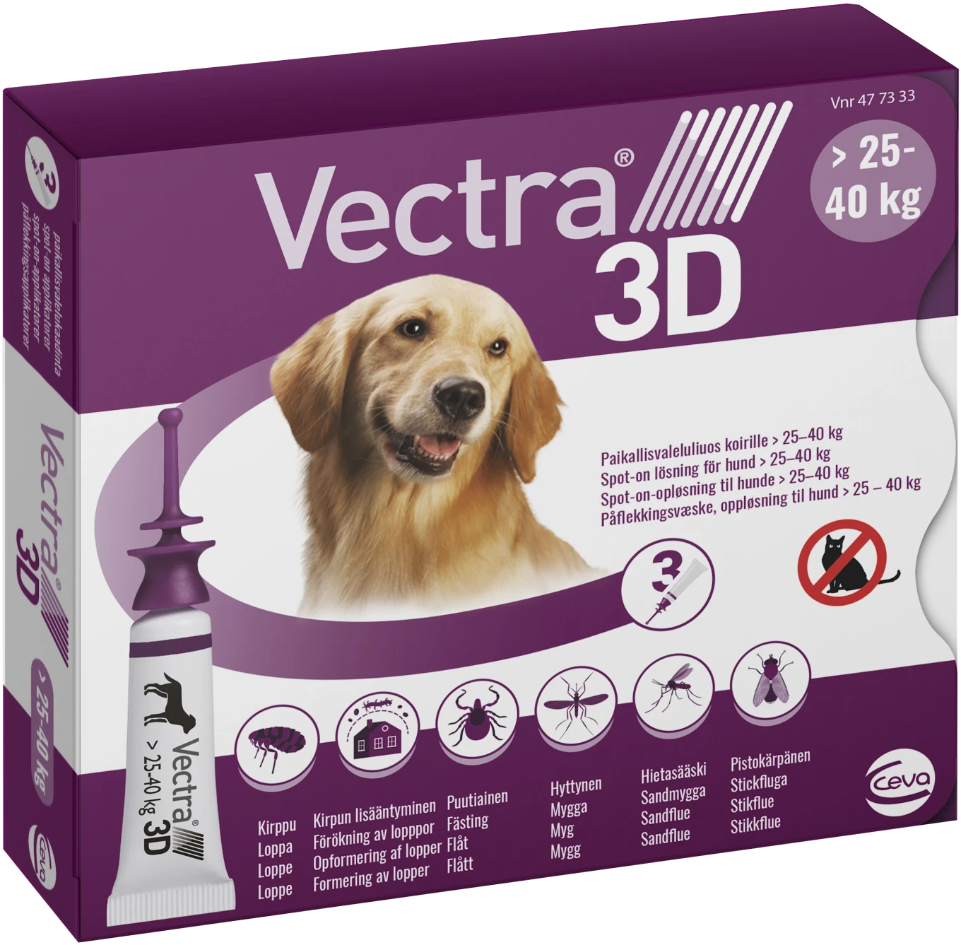 Vectra 3D för hund 25-40 kg Spot-on lösning Pipett, 3st (3x4,7ml) Vectra 3D