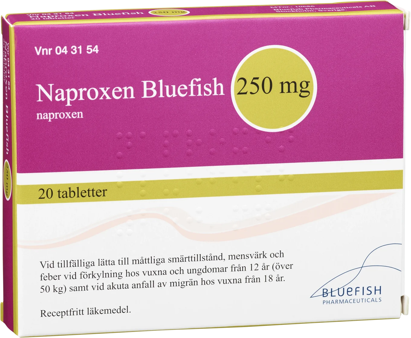 Naproxen Bluefish 250mg, 20tabletter Bluefish