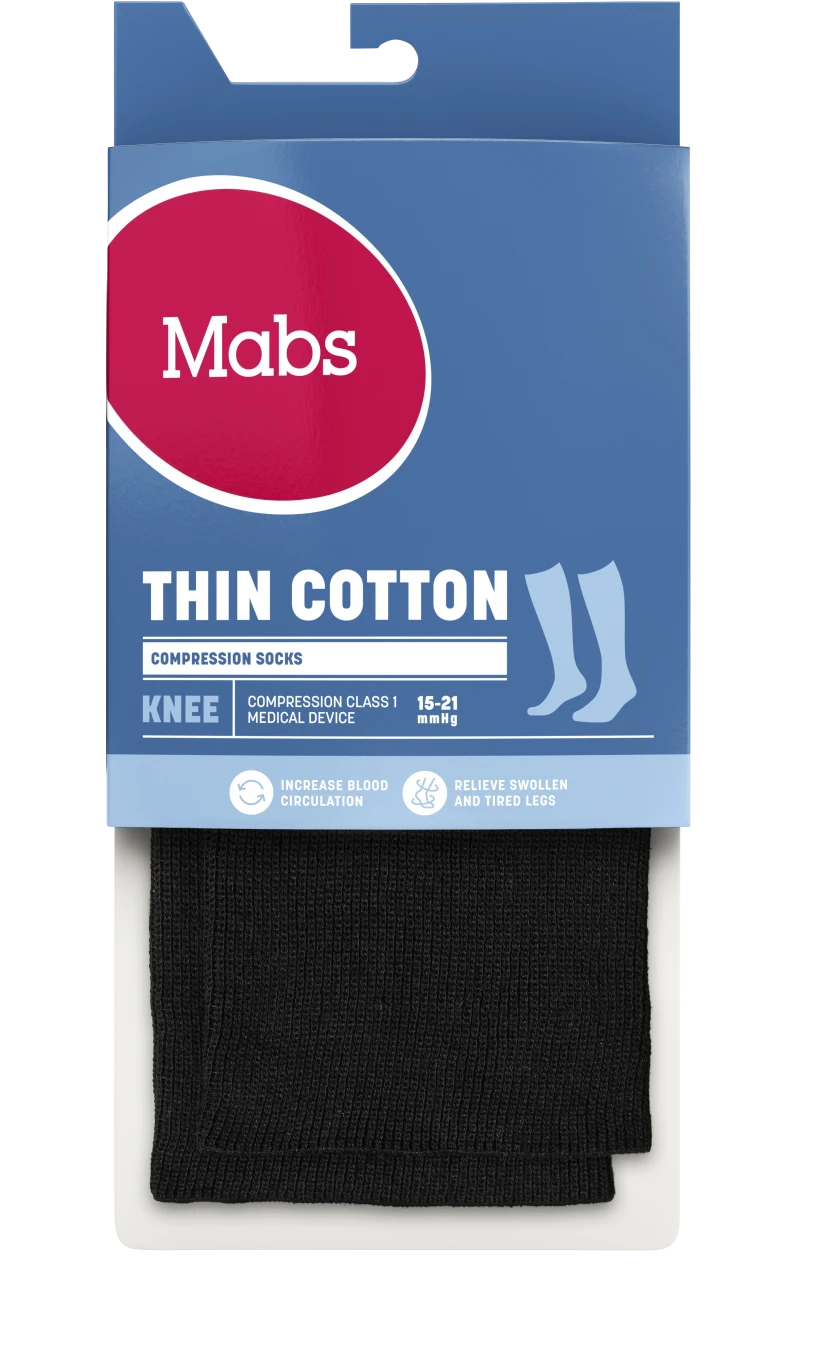 Mabs Thin Cotton Knee Black 1 par S Mabs