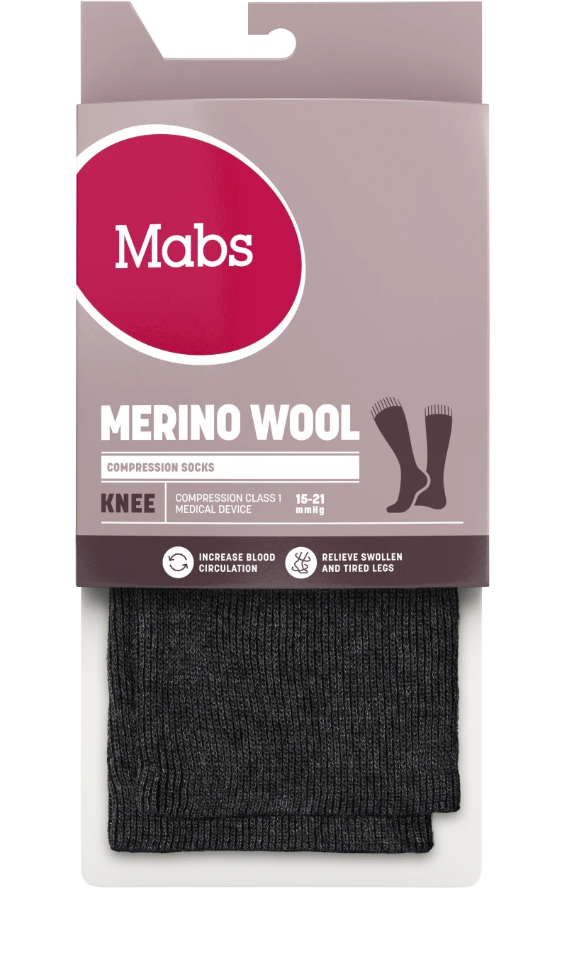 Mabs Wool Knee Black 1 par S Mabs