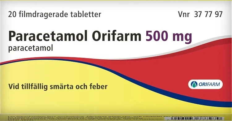 Paracetamol Orifarm filmdragerad tablett 500 mg 20 st Orifarm