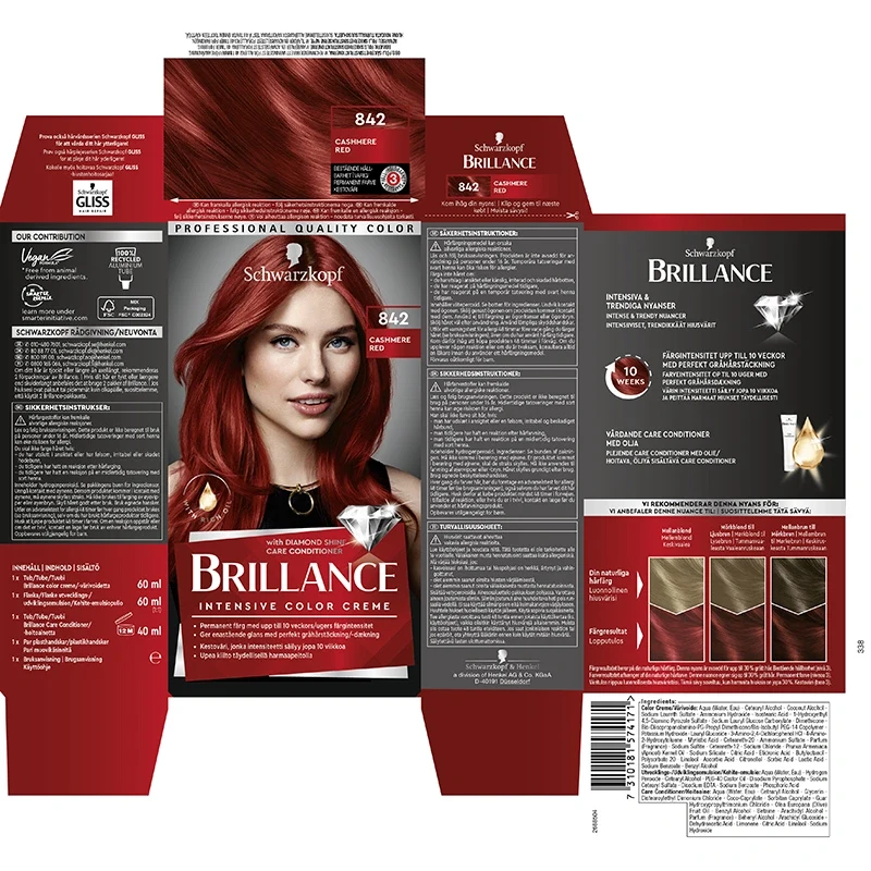 Schwarzkopf Brillance Hårfärg 842 Cashmere Red Schwarzkopf
