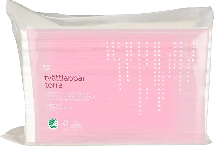 Hjärtats torra tvättlappar 125st Hjärtats