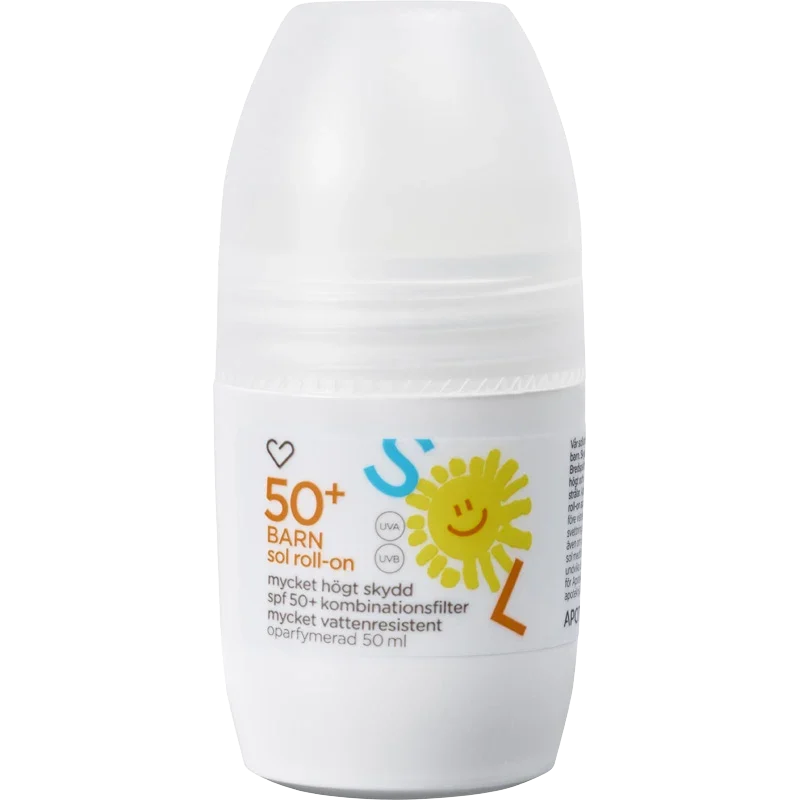 Hjärtats Sol roll-on Barn Oparfymerad SPF 50, 50 ml Hjärtats