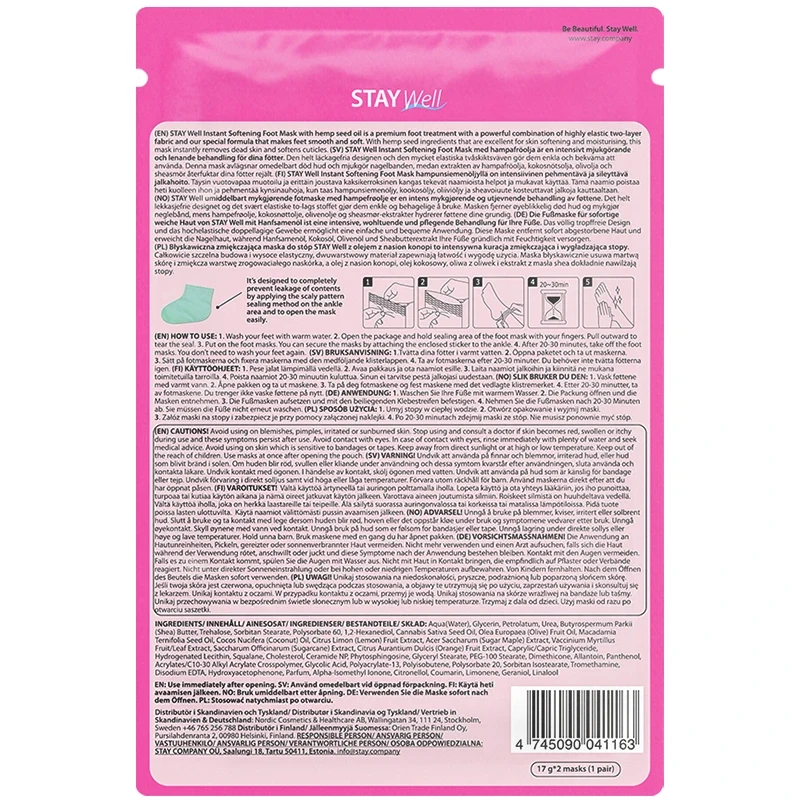 Stay Well Instant Softening Foot Mask Hemp Seed Stay Well