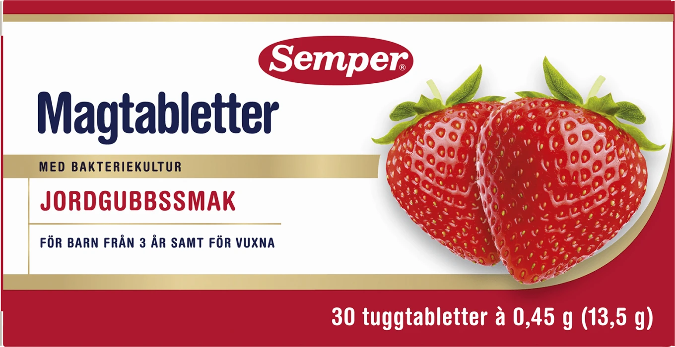 Semper magtabletter jordgubb 30 st Semper