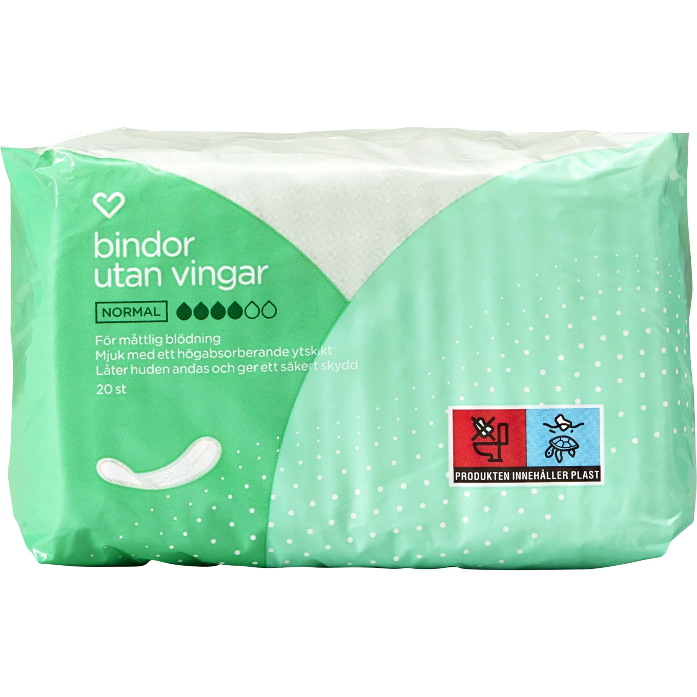 Hjärtats Bindor utan vingar Normal 20st Hjärtats