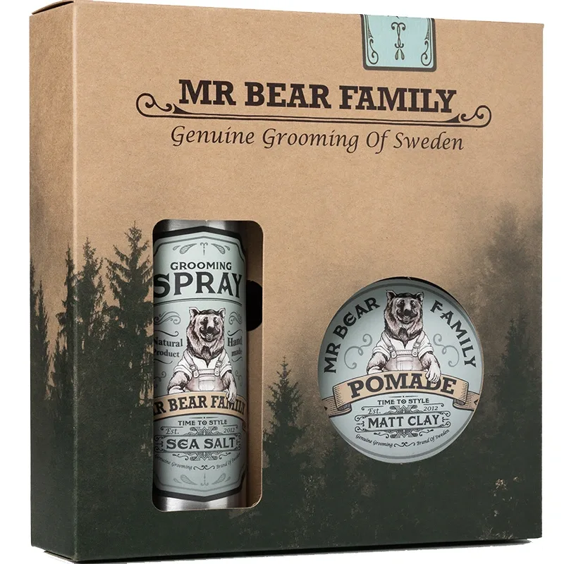 Mr Bear Family Kit - Spray & Pomade Springwood 200 + 100 ml Mr Bear Family